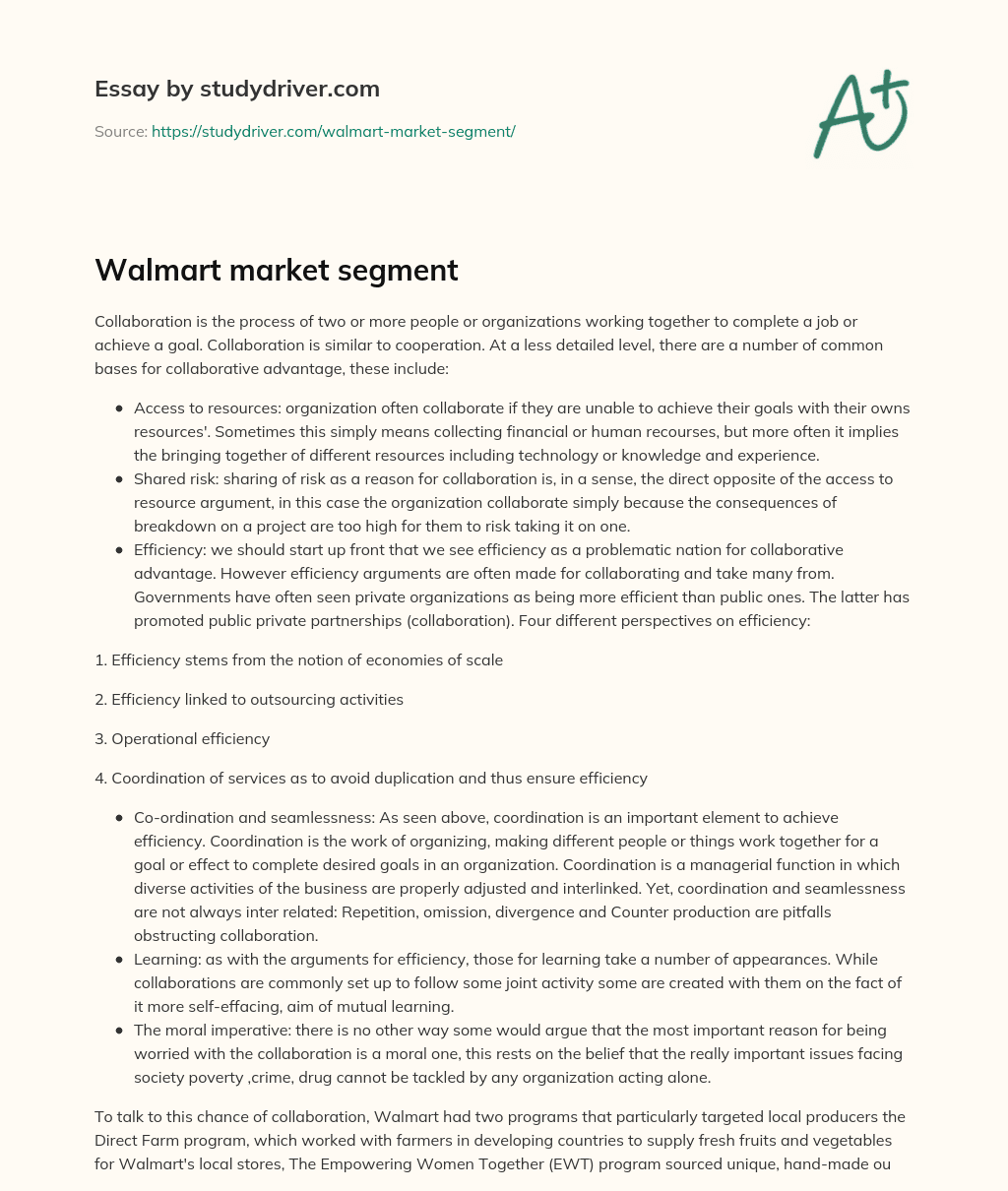 Walmart Market Segment essay