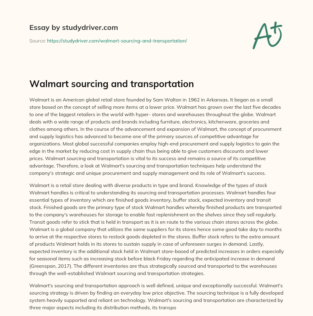 Walmart Sourcing and Transportation essay