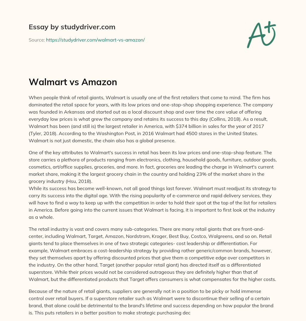 Walmart Vs Amazon essay