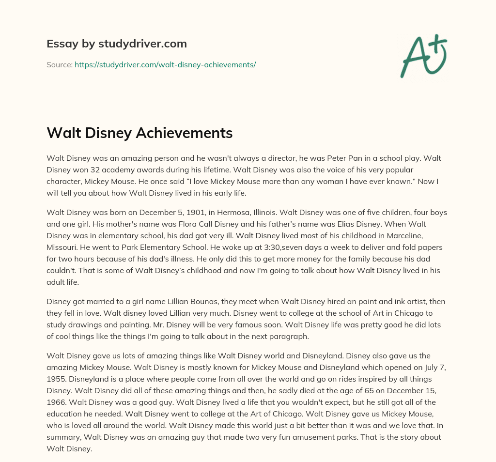 Walt Disney Achievements essay