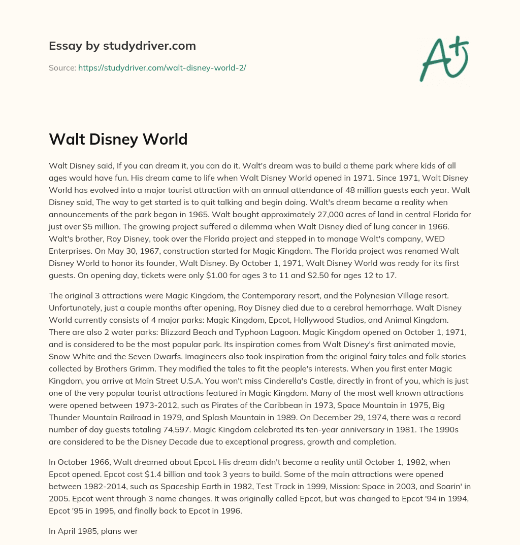 Walt Disney World essay