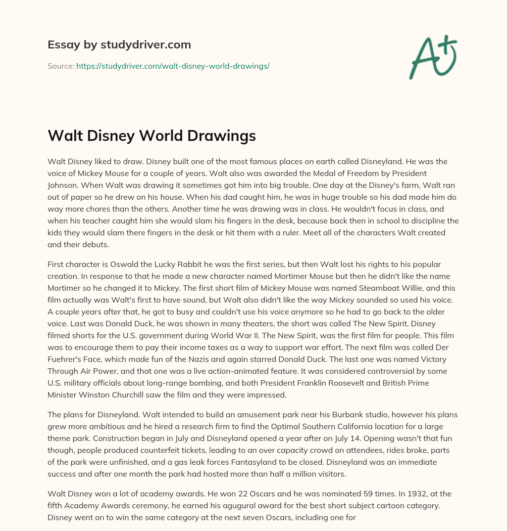 Walt Disney World Drawings essay