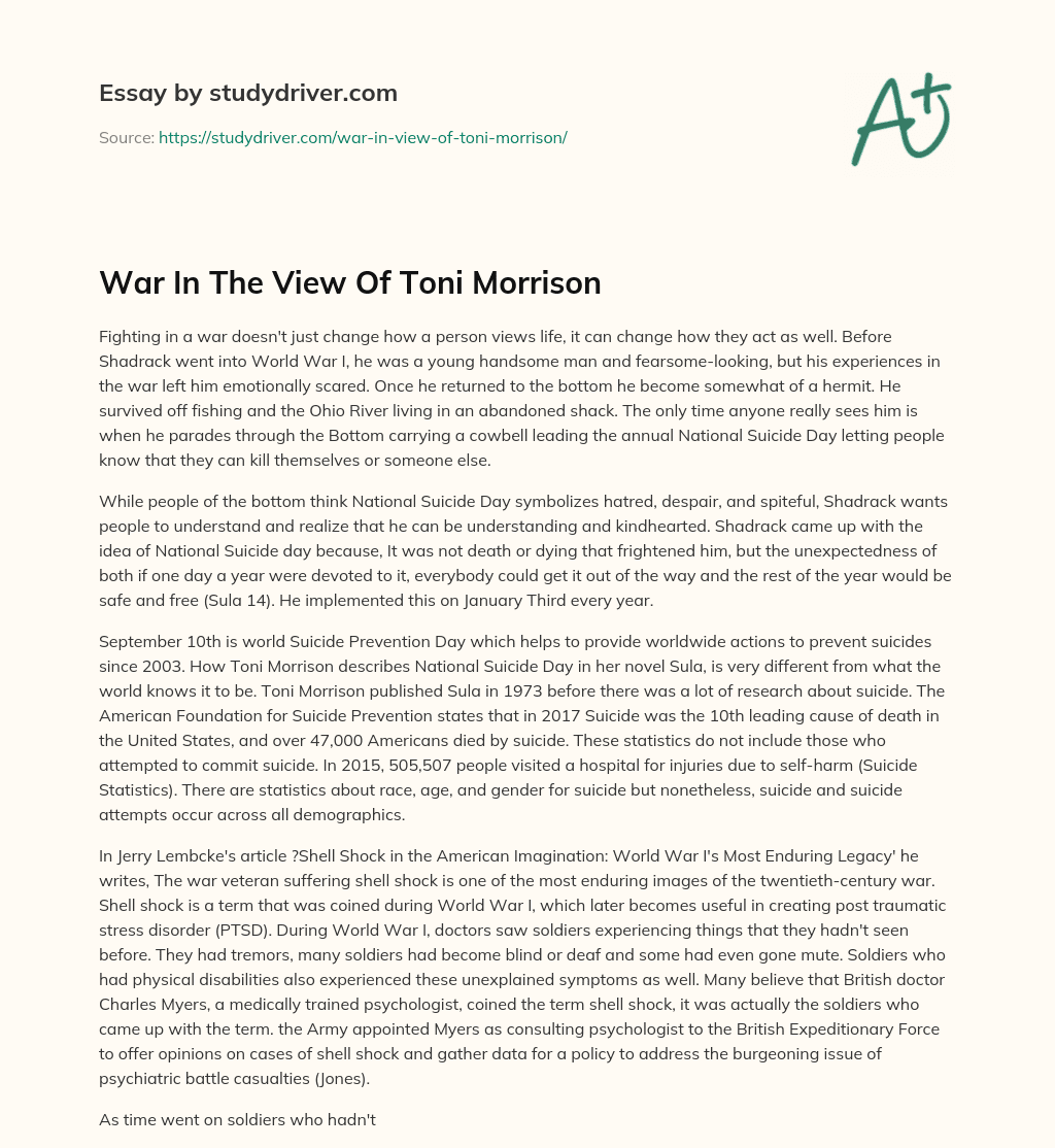 War in the View of Toni Morrison essay