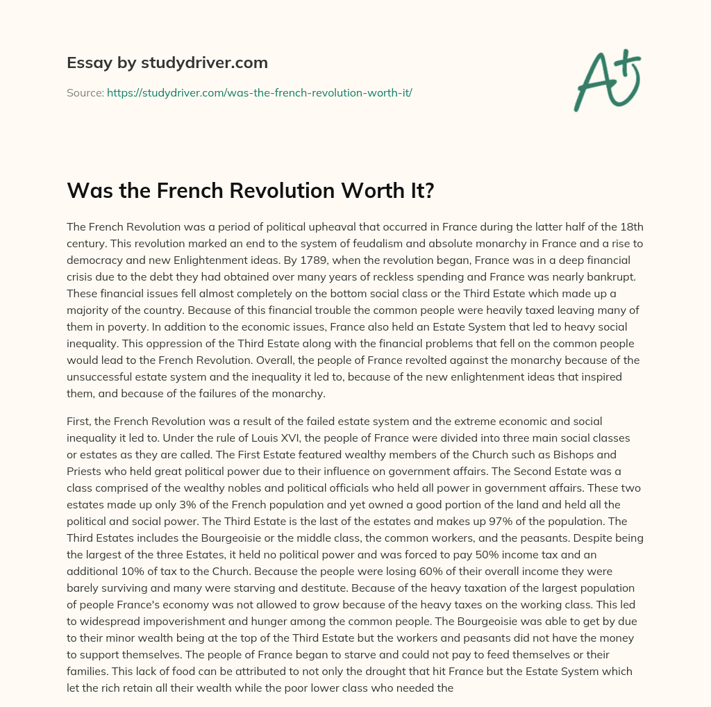 Was the French Revolution Worth It? essay