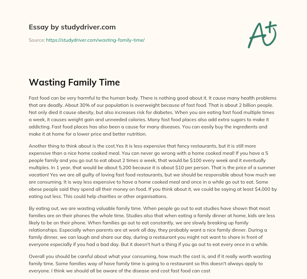 Wasting Family Time essay