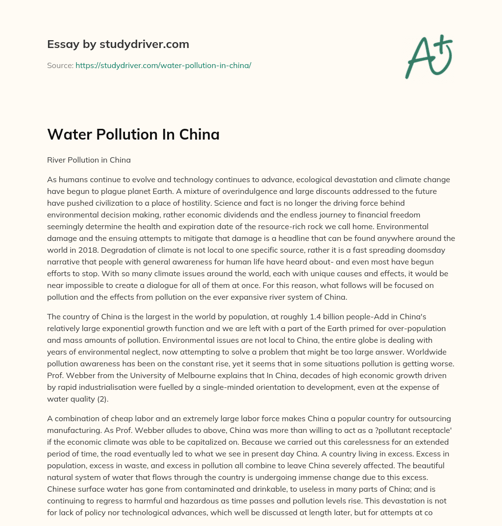 Water Pollution in China essay