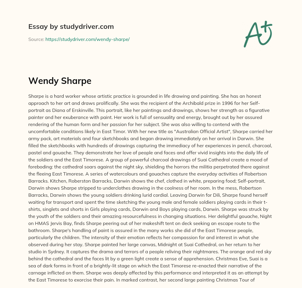 Wendy Sharpe essay
