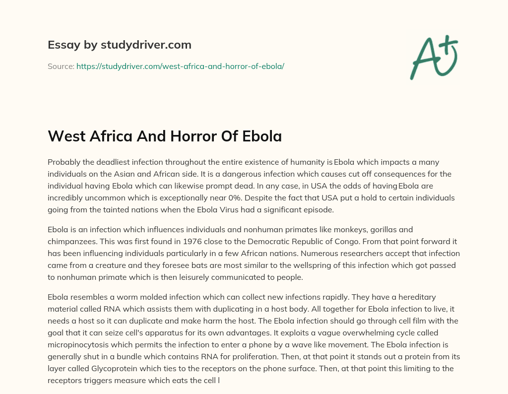 West Africa and Horror of Ebola essay