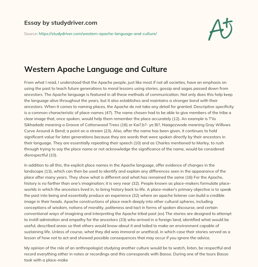 Western Apache Language and Culture essay