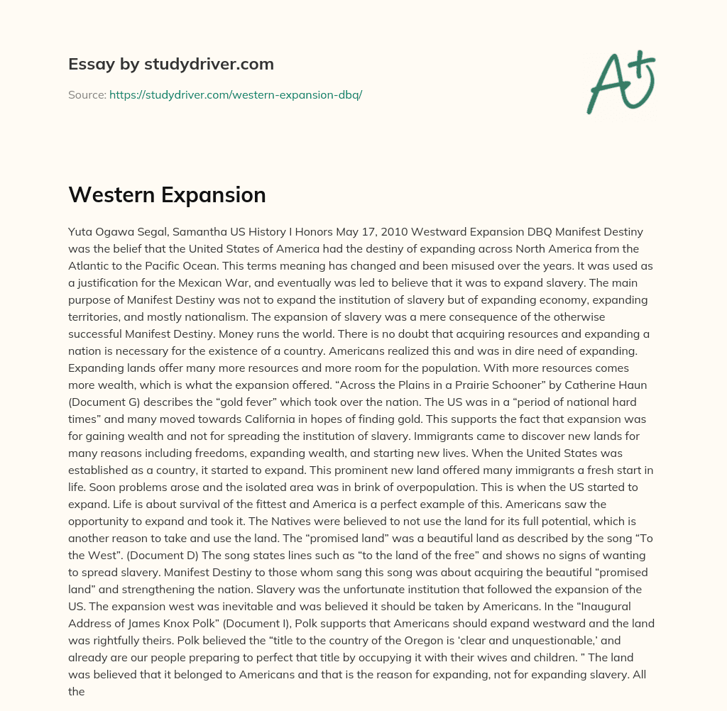 Western Expansion essay