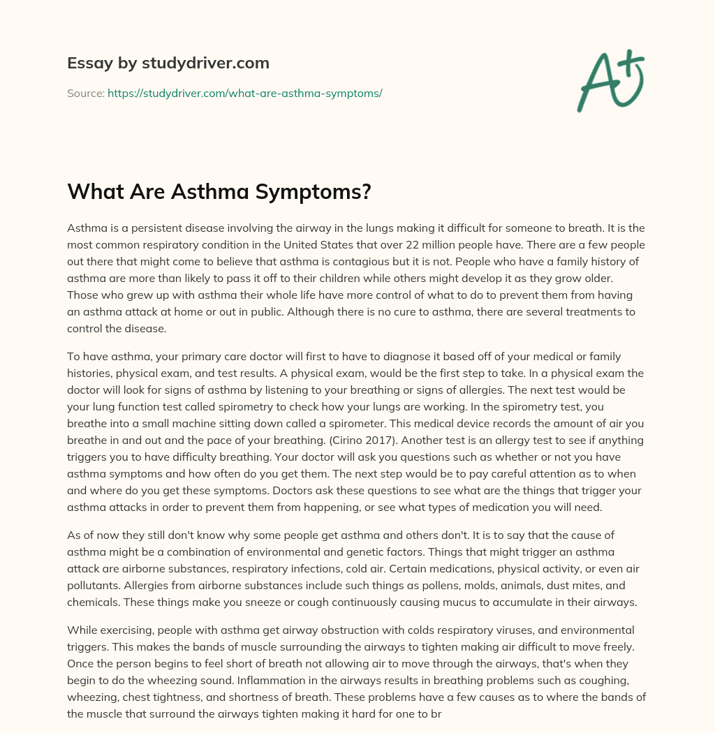 What are Asthma Symptoms? essay