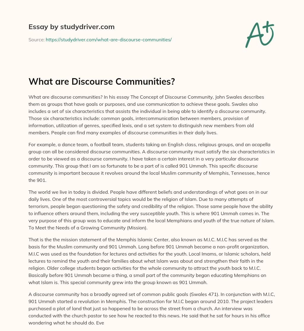 What are Discourse Communities? essay