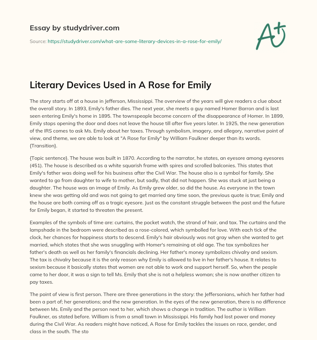 Literary Devices Used in a Rose for Emily essay