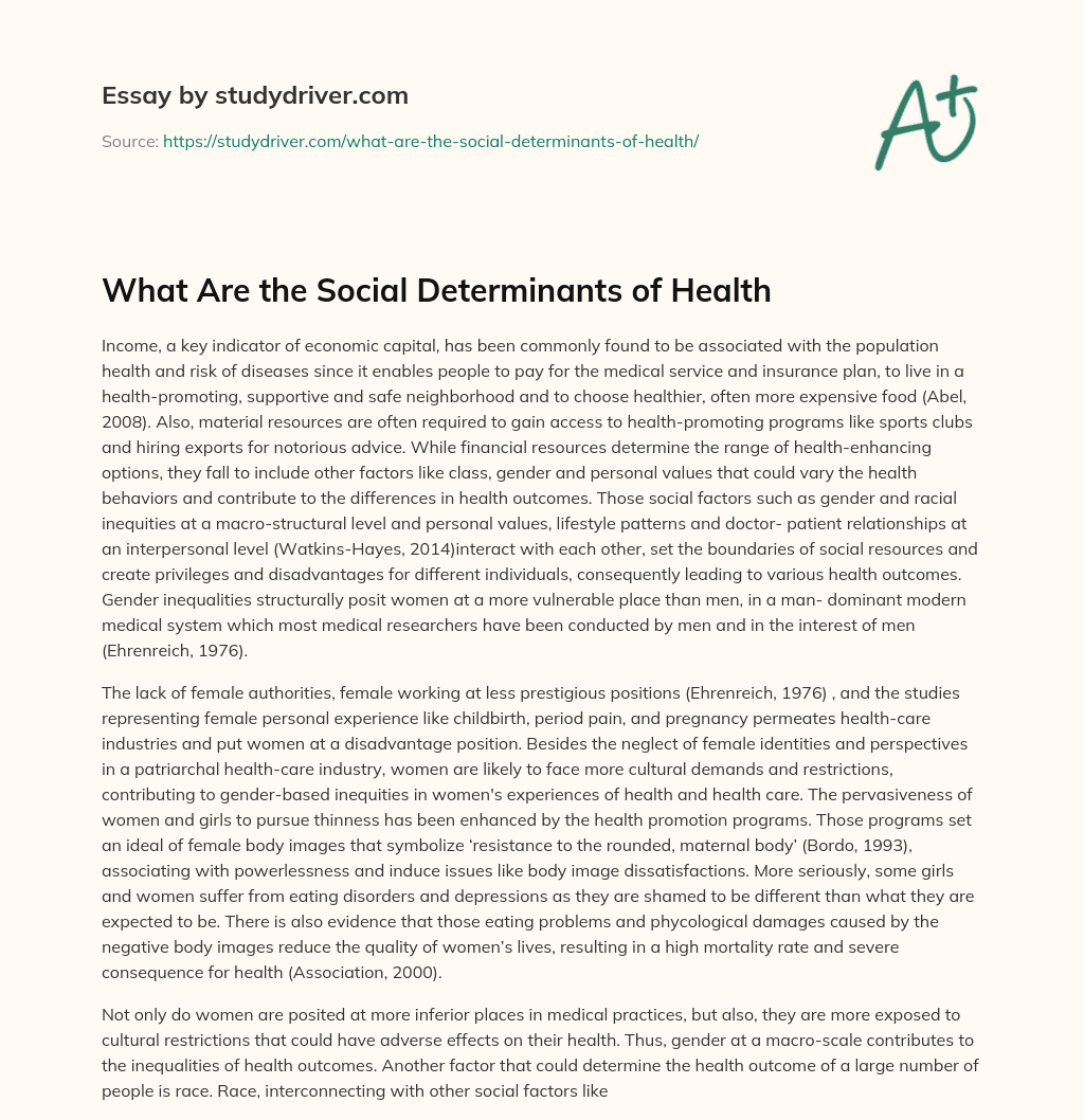 What are the Social Determinants of Health essay