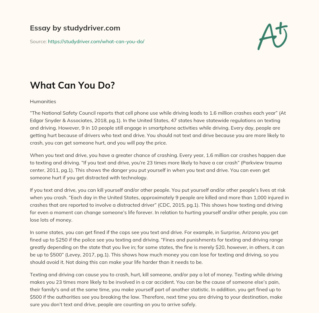 What Can you Do? essay