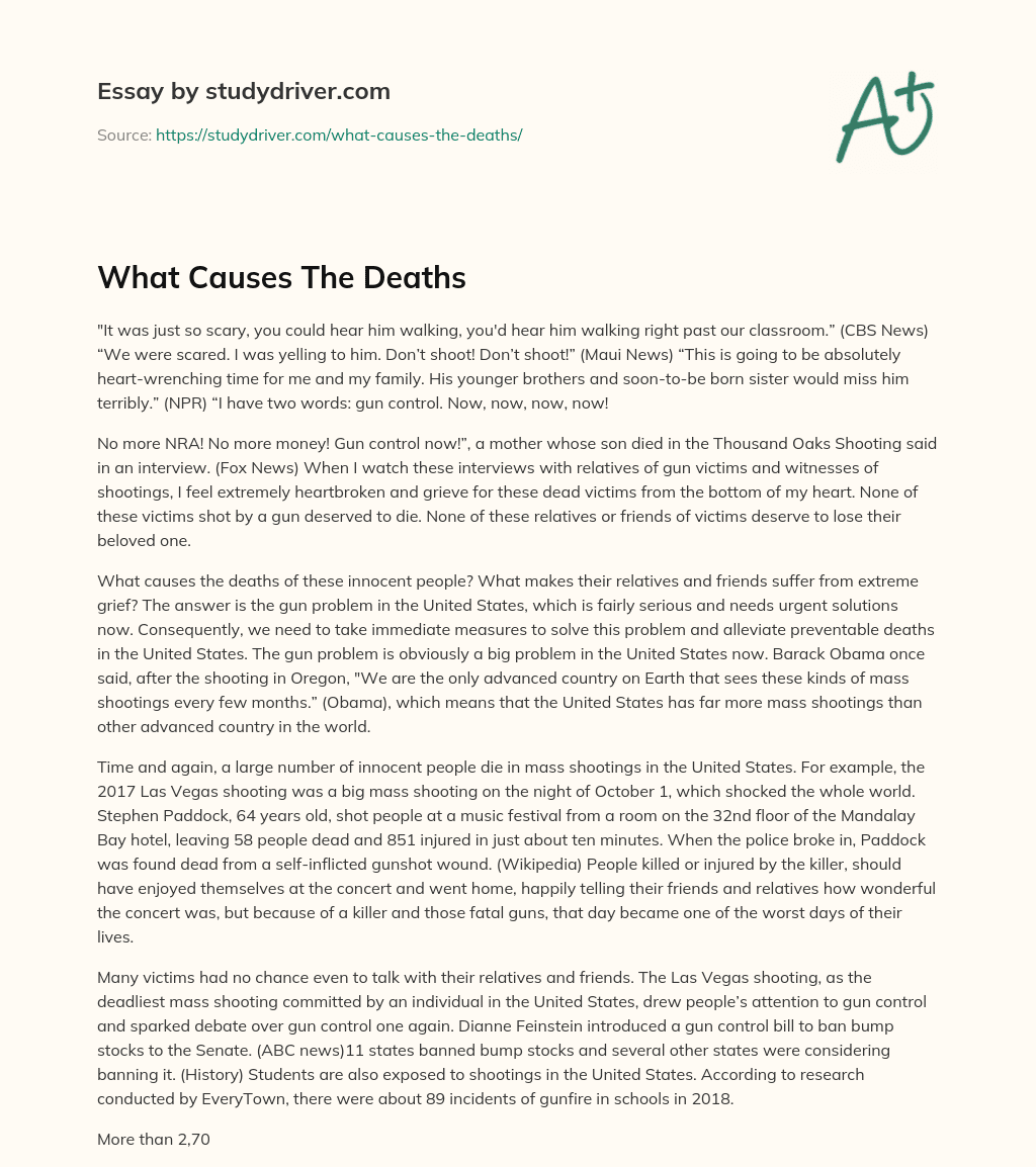 What Causes the Deaths essay