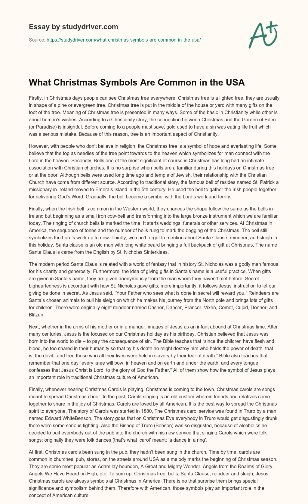 What Christmas Symbols are Common in the USA essay