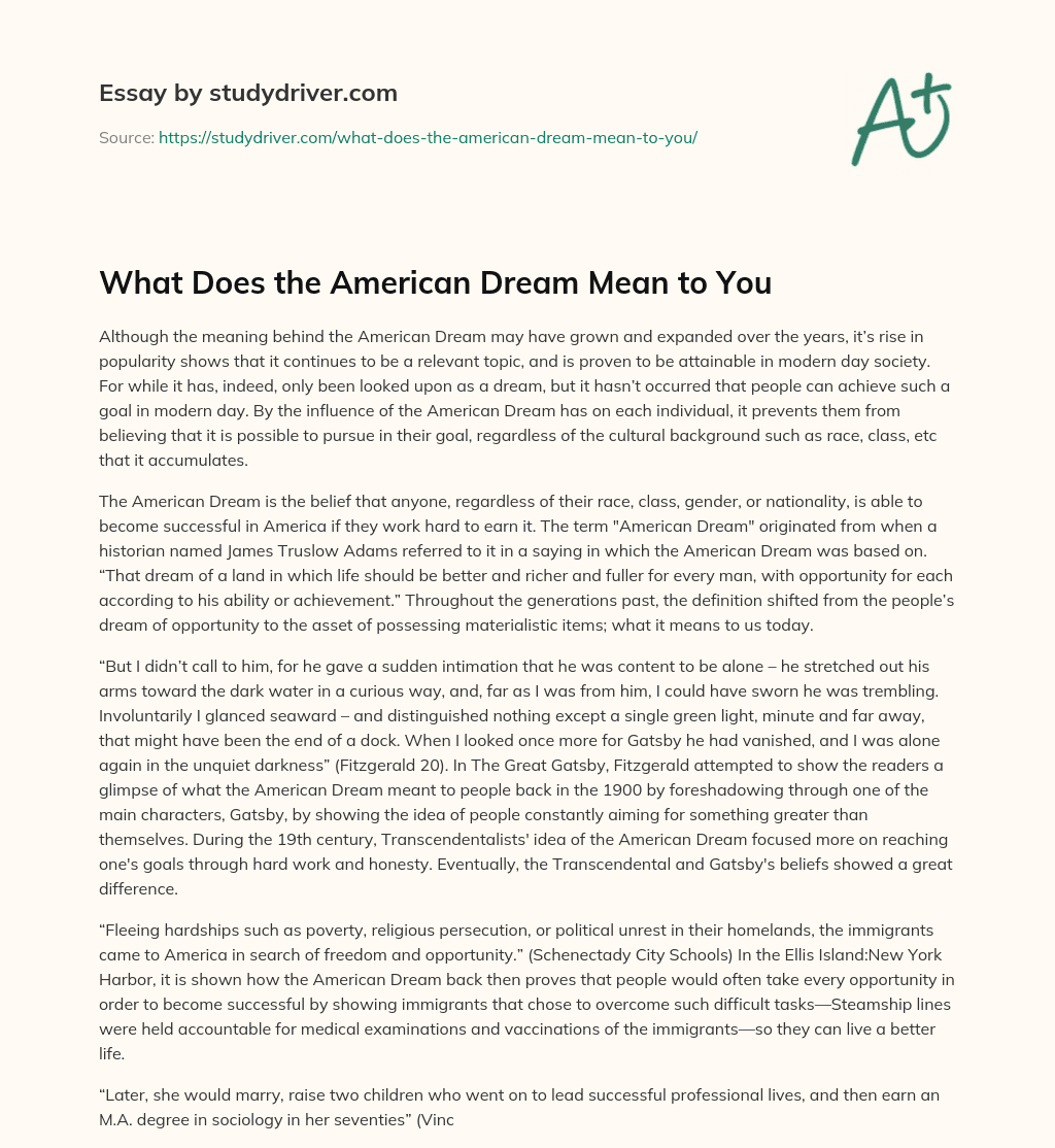 What American Dream Means To Me