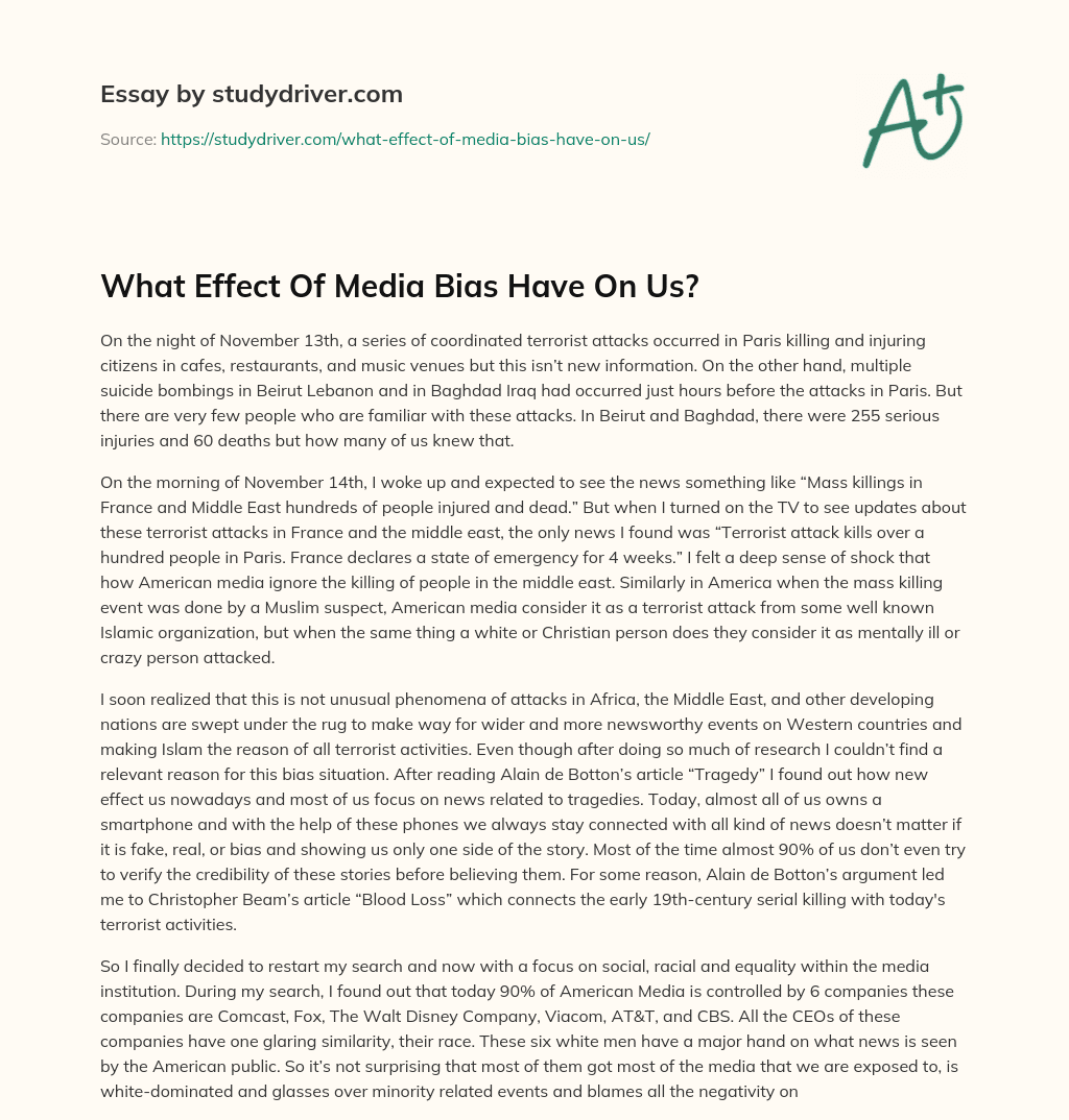 What Effect of Media Bias have on Us? essay
