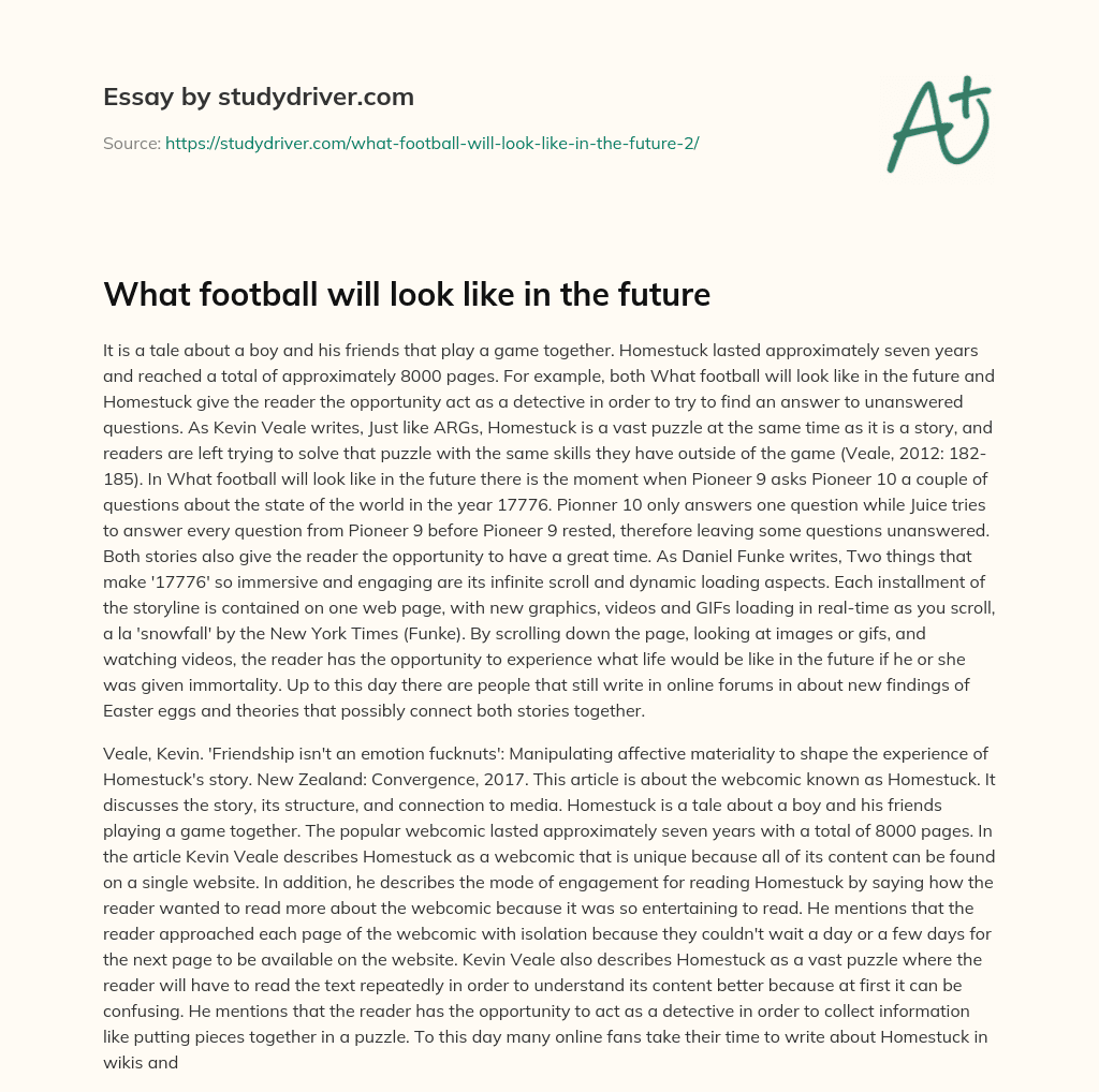What Football Will Look Like in the Future essay