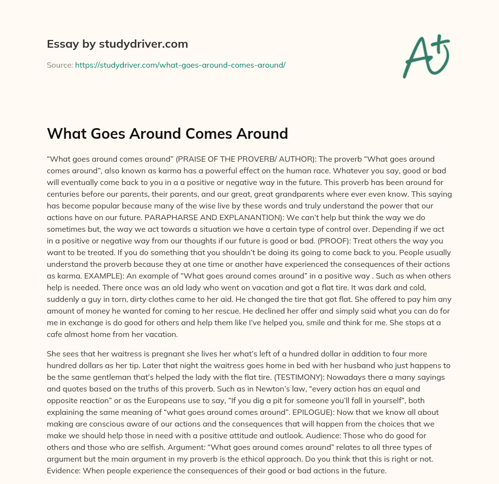 What Goes Around Comes Around essay