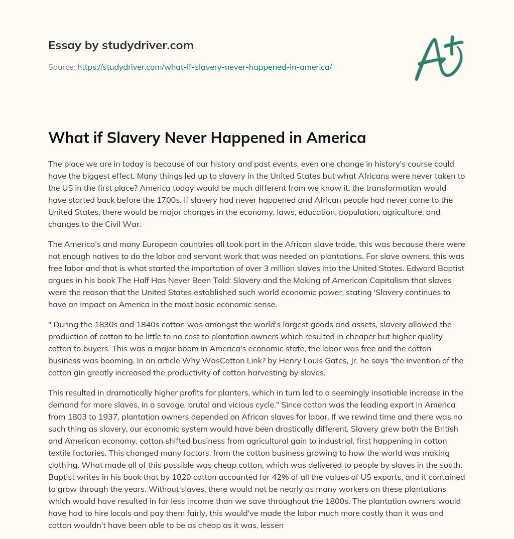 What if Slavery Never Happened in America essay