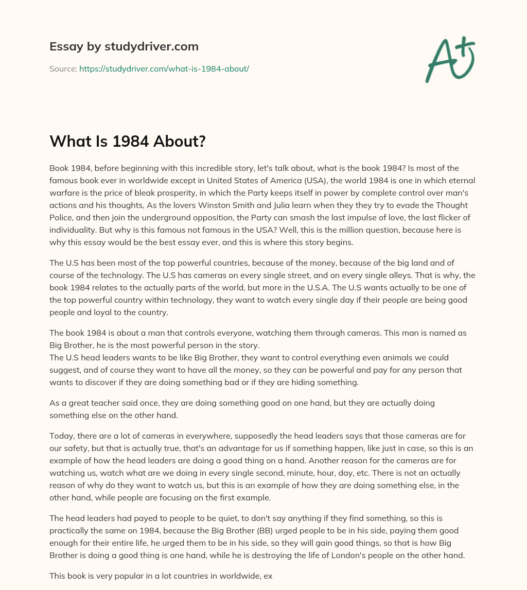 What is 1984 About? essay