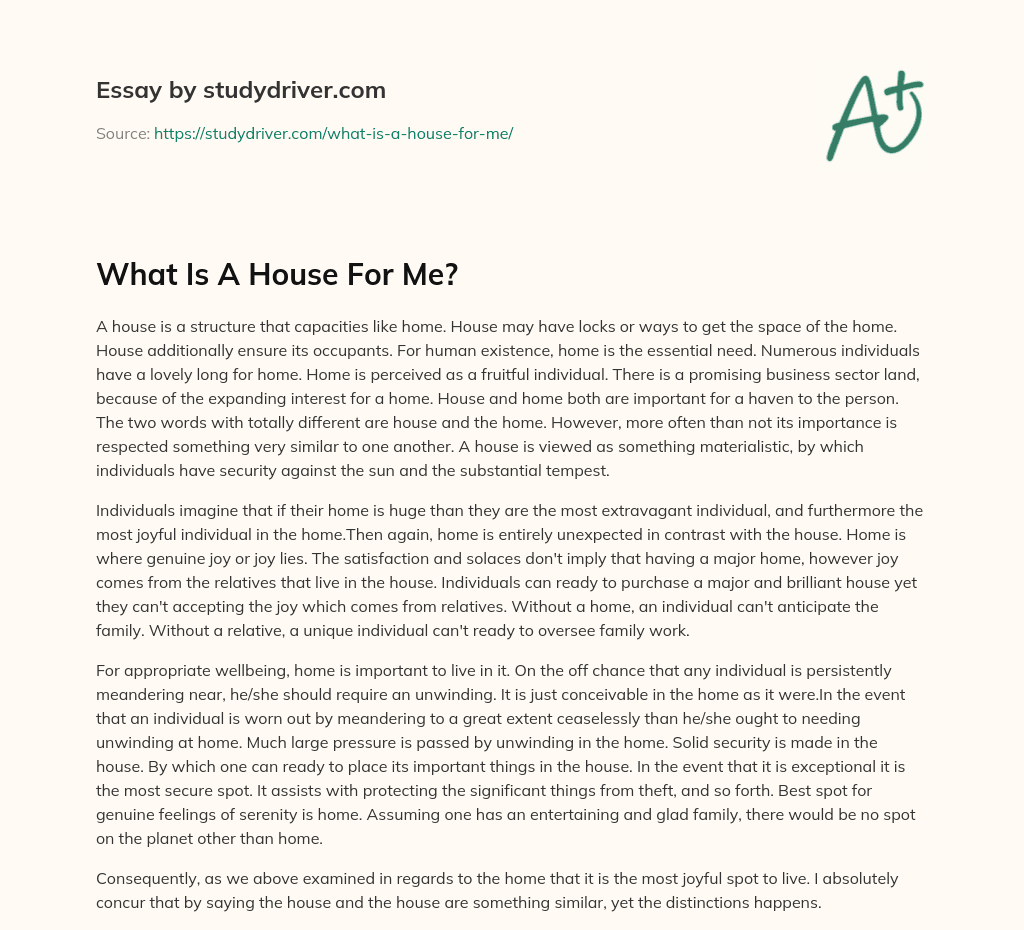 What is a House for Me? essay