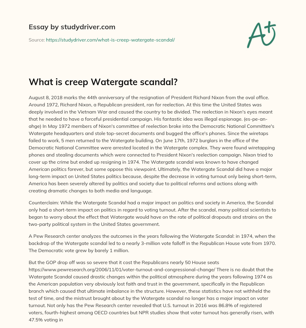What is Creep Watergate Scandal? essay