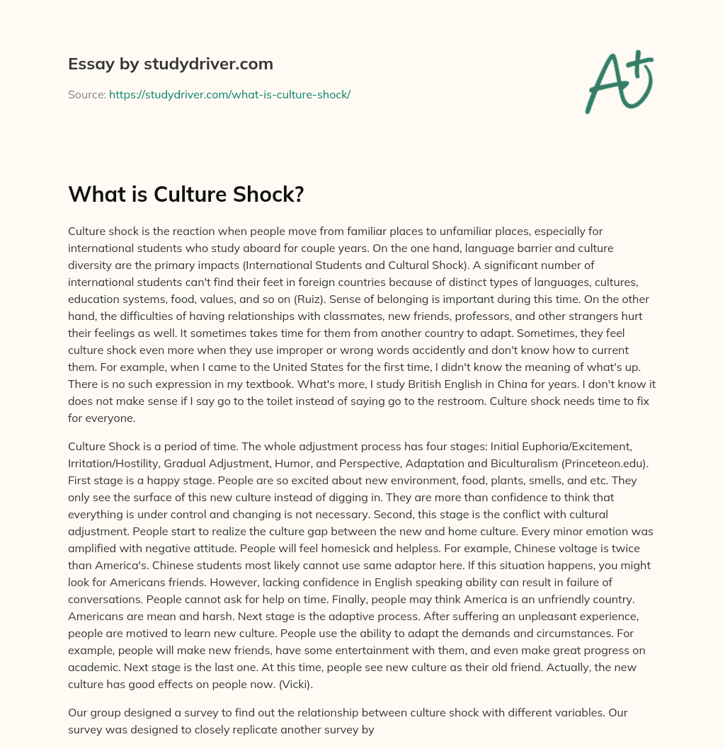 What is Culture Shock? essay