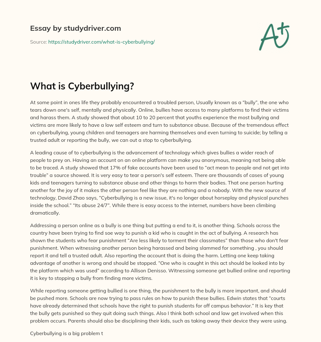 What is Cyberbullying? essay