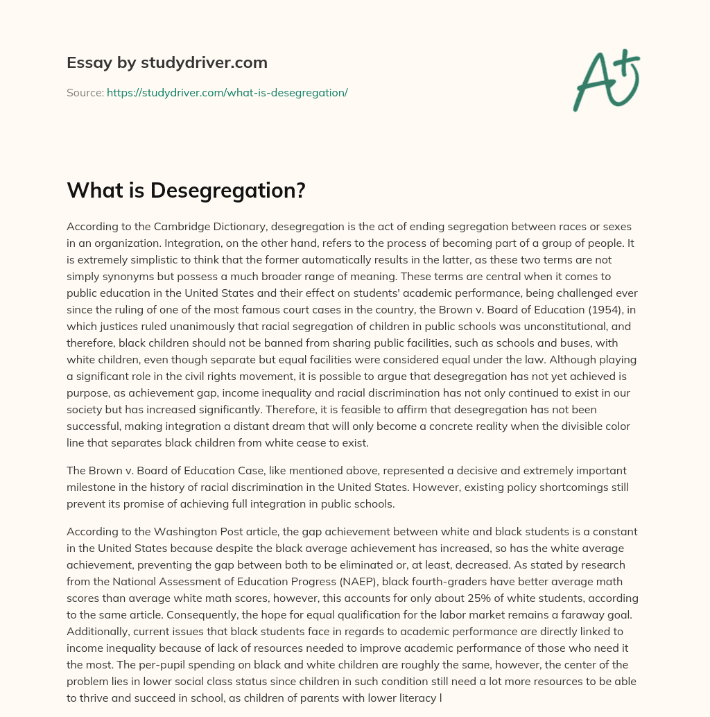 What is Desegregation? essay