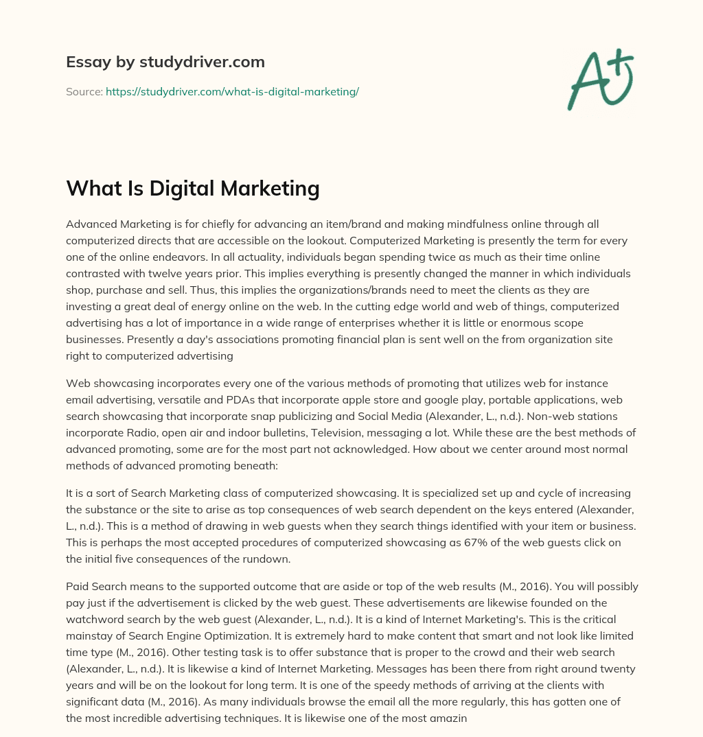 What is Digital Marketing essay