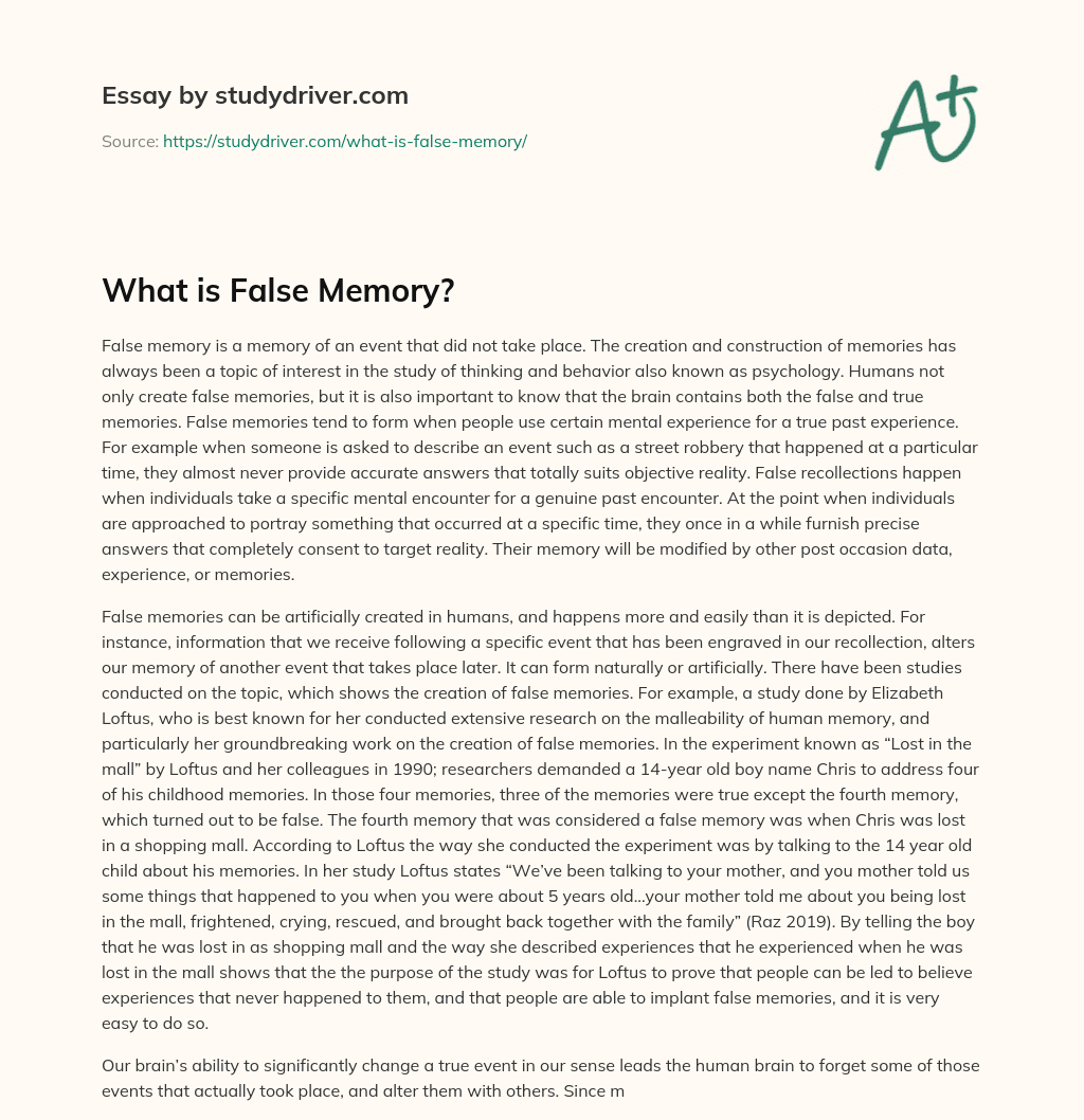 What is False Memory? essay