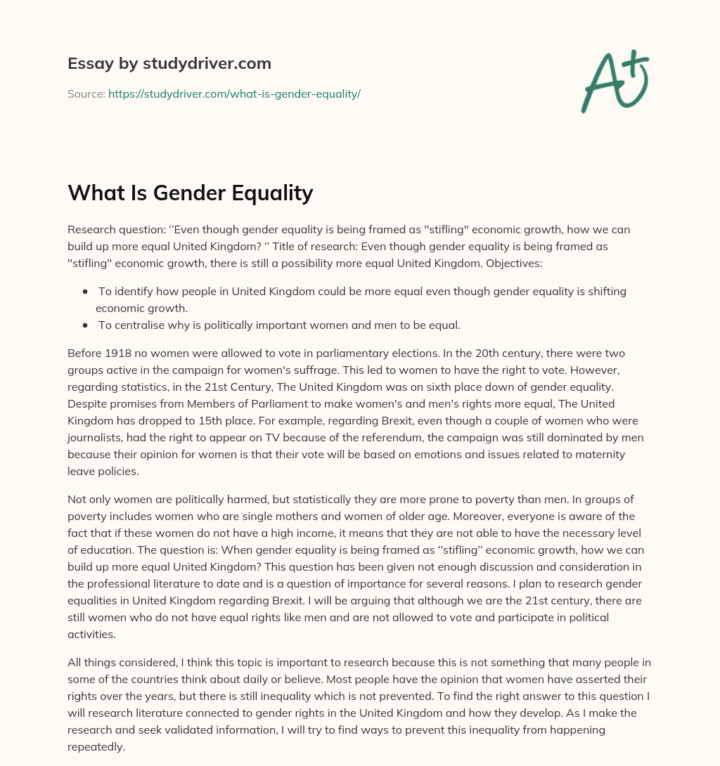 What is Gender Equality essay