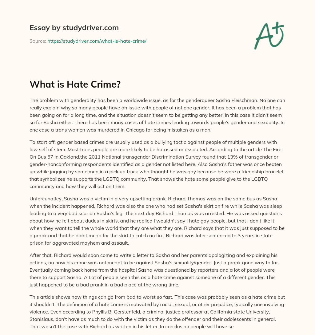 What is Hate Crime? essay