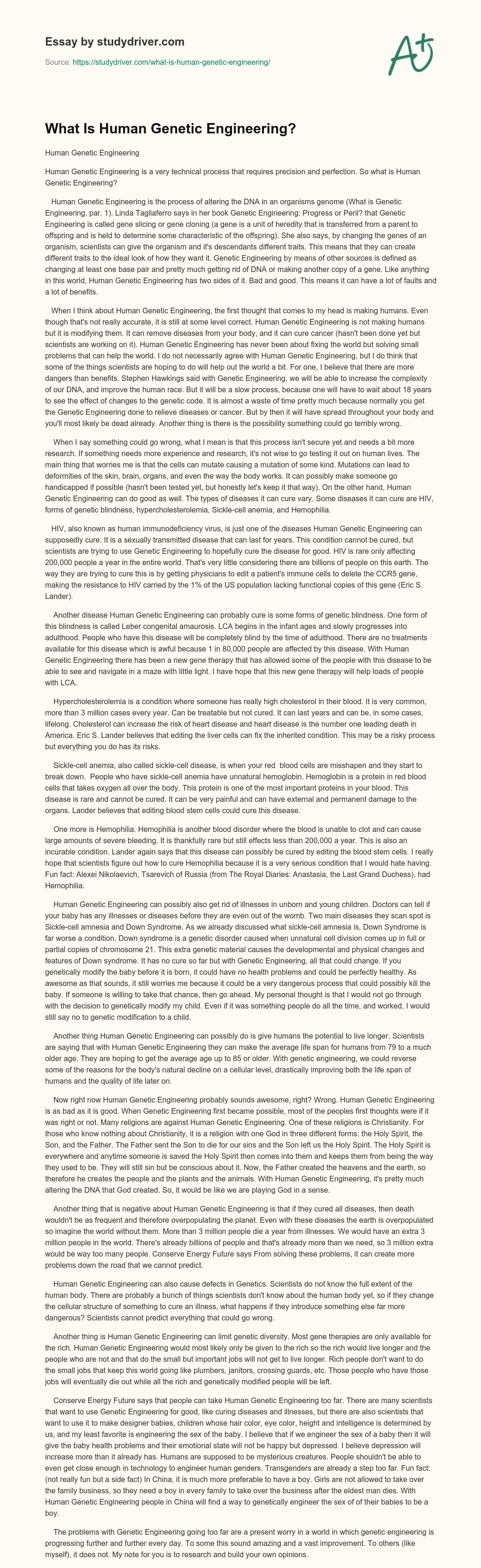 What is Human Genetic Engineering? essay