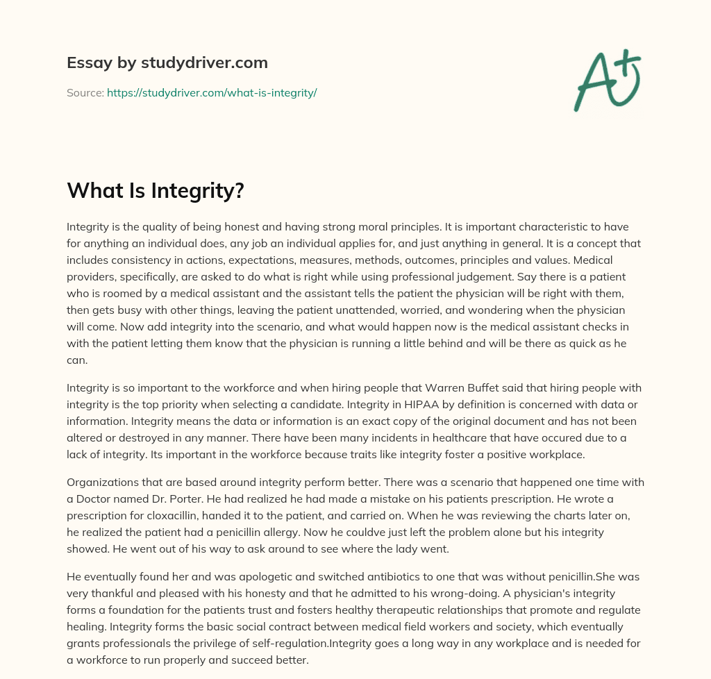 What is Integrity? essay