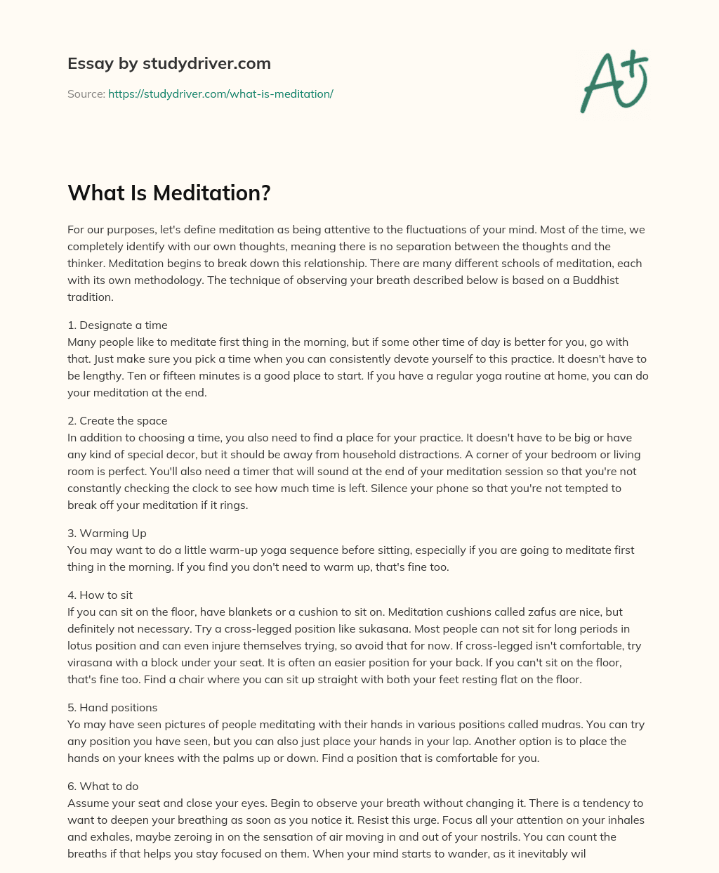 What is Meditation? essay