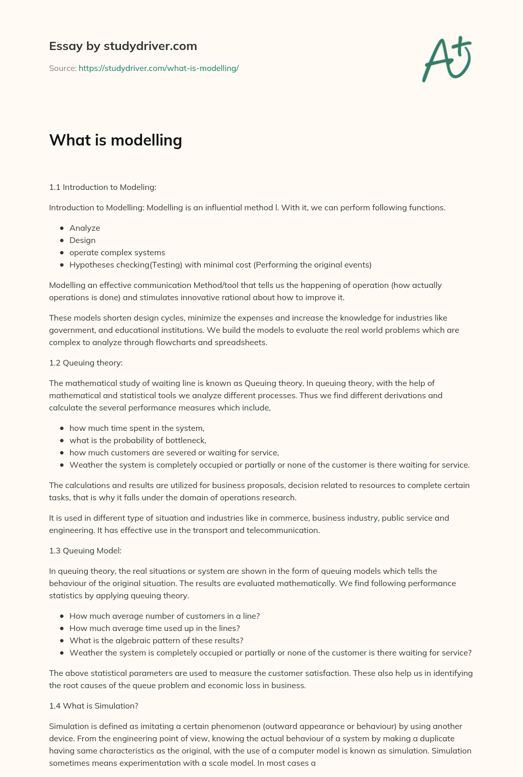 What is Modelling essay