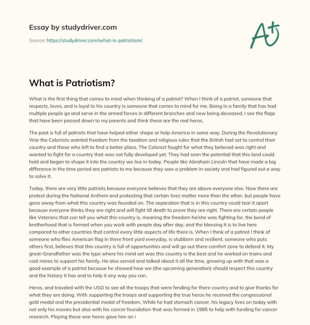 What is Patriotism? essay