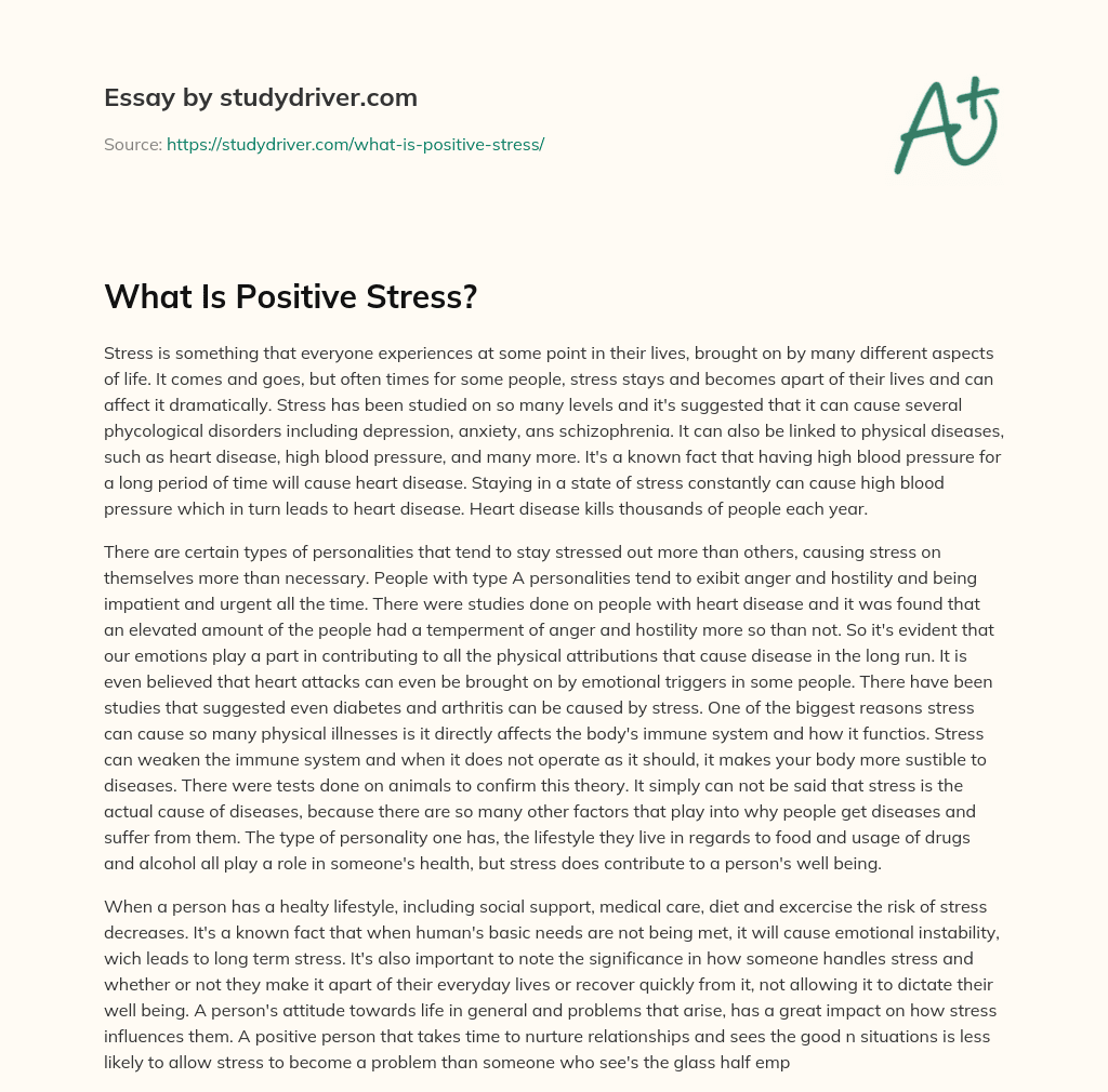 What is Positive Stress? essay