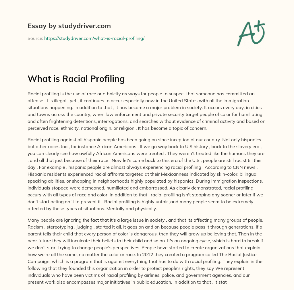 What is Racial Profiling essay