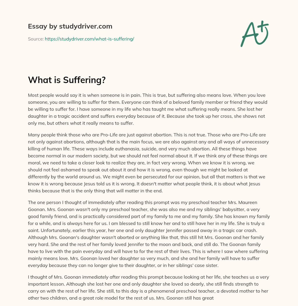 What is Suffering? essay