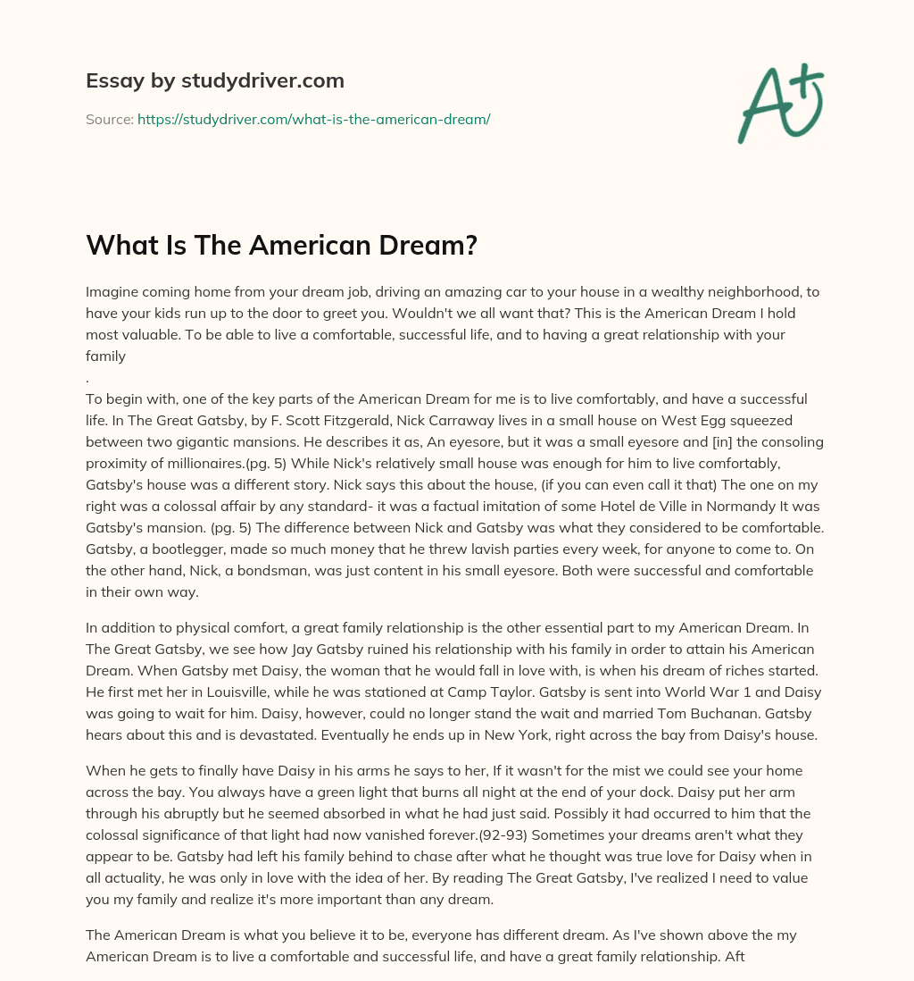 What is the American Dream? essay