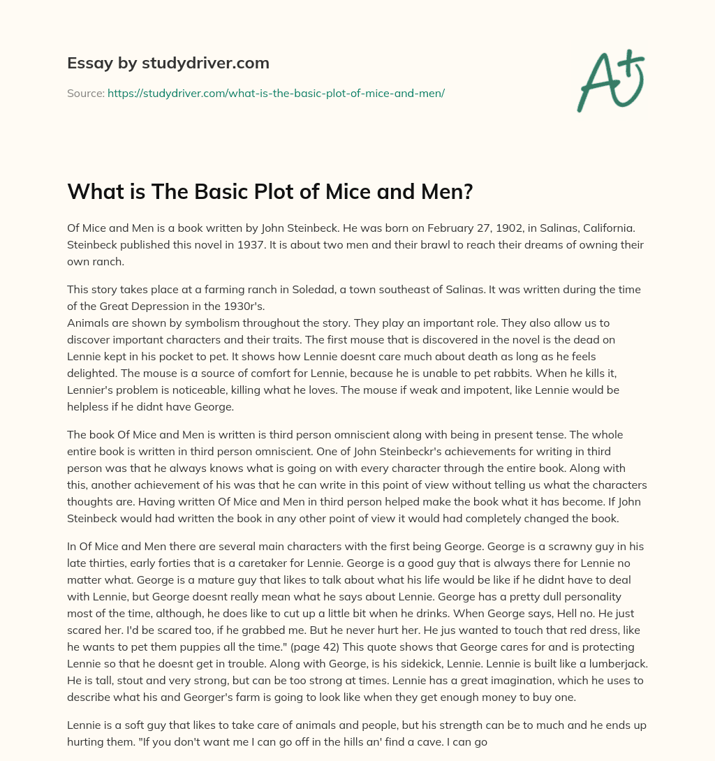 What is the Basic Plot of Mice and Men? essay