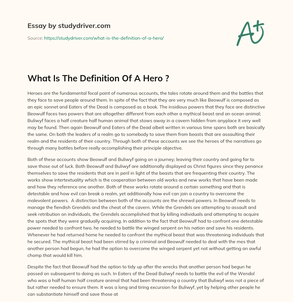 What is the Definition of a Hero ? essay