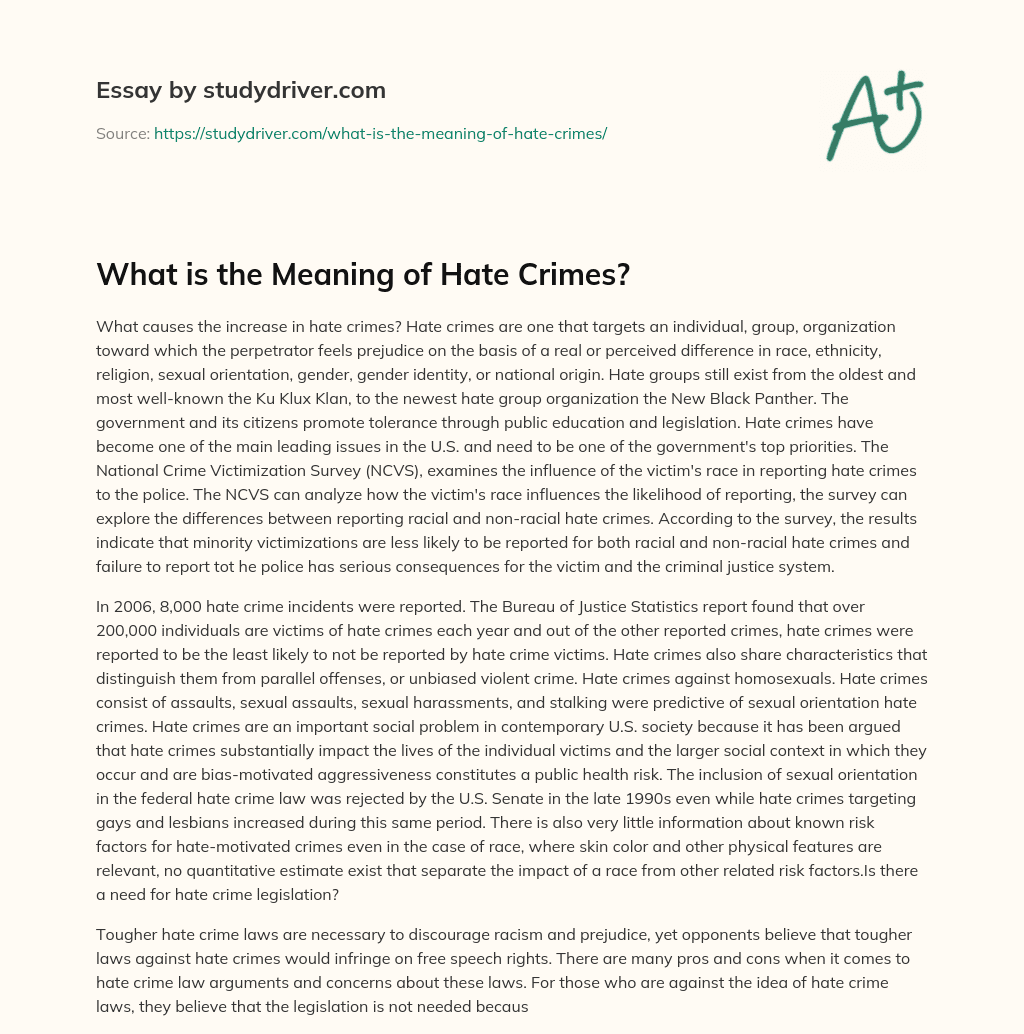 What is the Meaning of Hate Crimes? essay