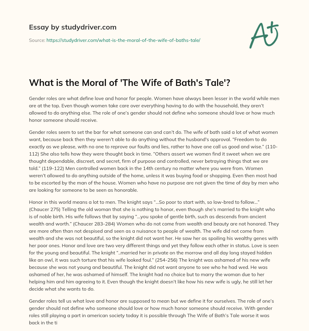 What is the Moral of ‘The Wife of Bath’s Tale’? essay