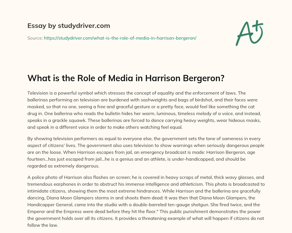 What is the Role of Media in Harrison Bergeron? essay